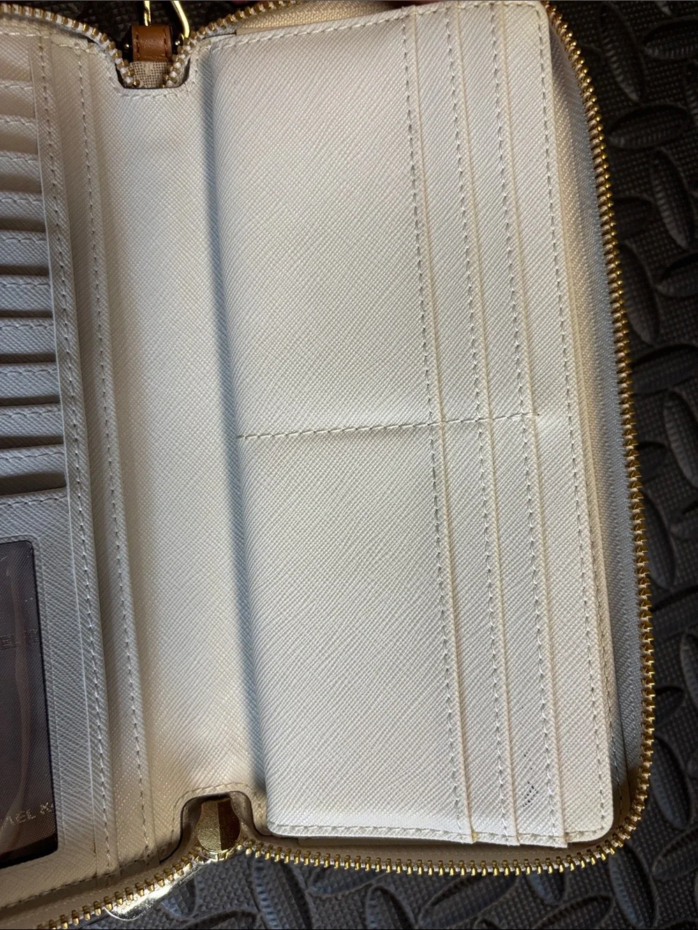 Michael Kors Cream Signature Zip-Around Wristlet Wallet